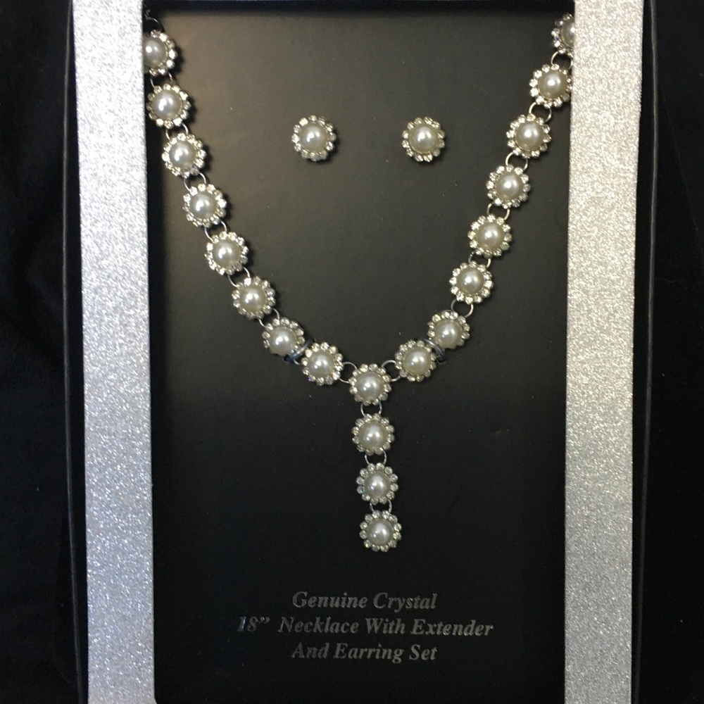 Genuine Crystal Necklace and Earring Matching Set